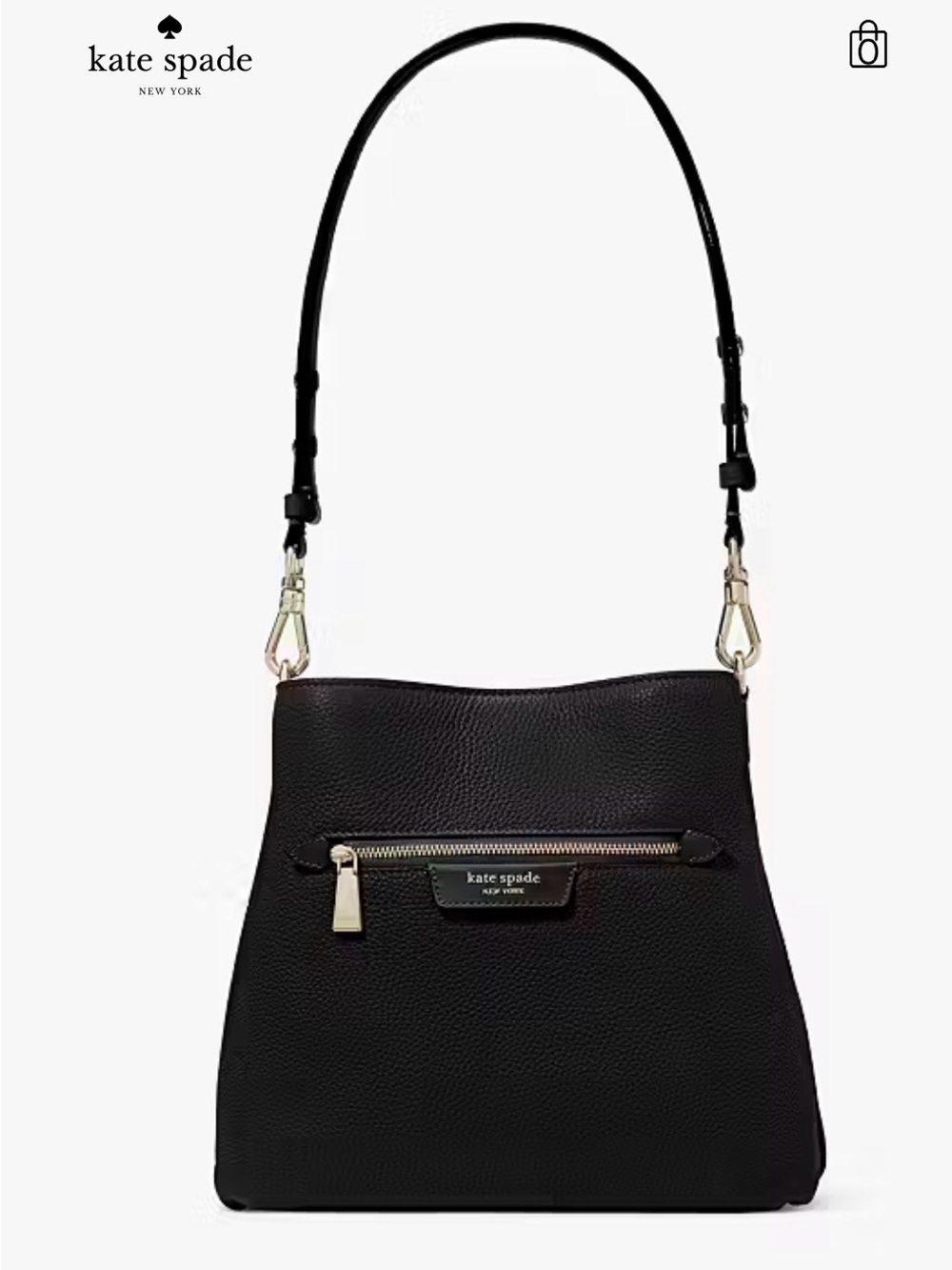 NWT Kate Spade Black Pebbled Leather Shoulder Bag with dust bag